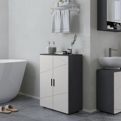 Badkamerkast – Badkamermeubel – Opbergkast – Kolomkast – Wastafelonderkast – Verstelbare Planken – Compact 60x30x82 cm – Zonder Elektriciteit