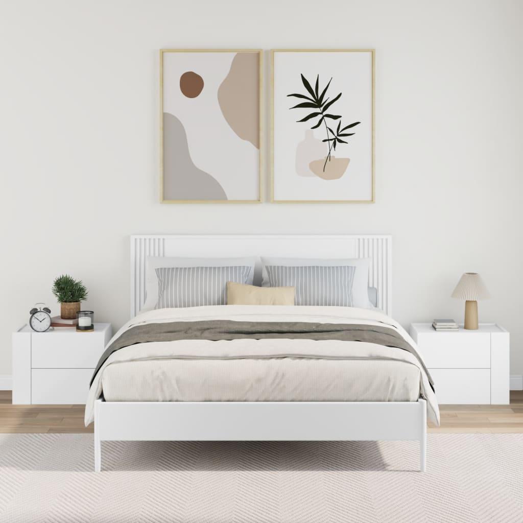 Wandgemonteerde Nachtkastjes – Wandtafels – Muurbevestigde Nachtkast – Slaapkamerplank – Opbergbakje – Ruimtebesparend Design – Eenvoudige Montage – 45x30x14 cm – Wit Kunststof