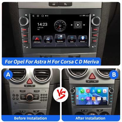 ESSGOO 2+32GB Android 14 For Opel For Corsa C D Astra H For Antara For Vectra For Zafira Meriva Vivaro 7 Inch/17.78cm HD Screen Car Stereo Radio With Wireless Carplayer, Android Auto GPS NAV WiFi FM RDS USB With Microphone Ca