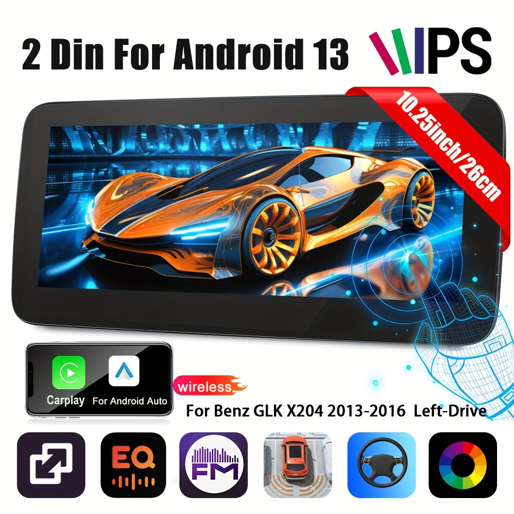 4GB (RAM)+64GB (ROM) Android 13 Double Din Car Stereo Car Audio 26.04 cm HD IPS TouchScreen 8 Core with Wireless Carplay, Wireless Android Auto, Mirror Link, Built-in WIFI/GPS/FM/DSP, Car Multimedia Player Supports 4K Video P