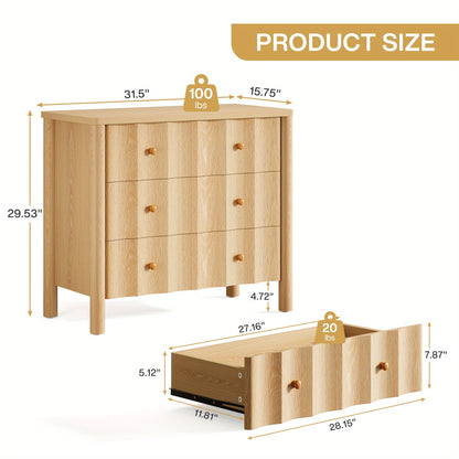 Nachtkastje – Bijzettafel – Ladekast – Nachtkast – Bedkast – Extra breed – 3 Laden – Natuurlijk Eikenhout – Softclose – MDF