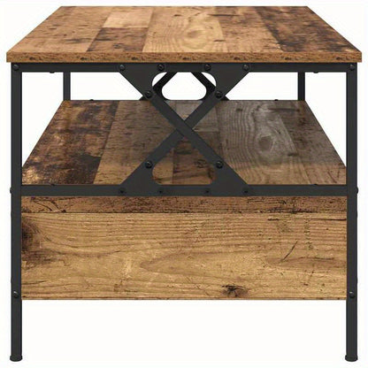 Modern Coffee Table with Storage - Heavy-Duty Old Wood Construction, Easy Assembly Living Room Center Table, Space-Saving Design, Sturdy Legs - for Living Room, Office, Apartment - 100x51x45cm (39x20x18in) - All-Season Use, H
