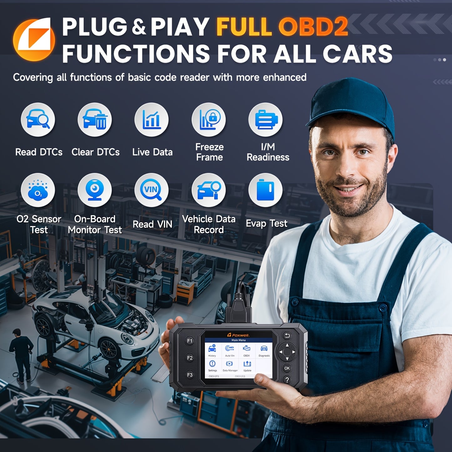OBD2 Scanner – Diagnoseapparaat – Foutcodelezer – Autochecker – Diagnosetool – EPB Resetfunctie – Batterijtest – Geschikt voor ABS en SRS