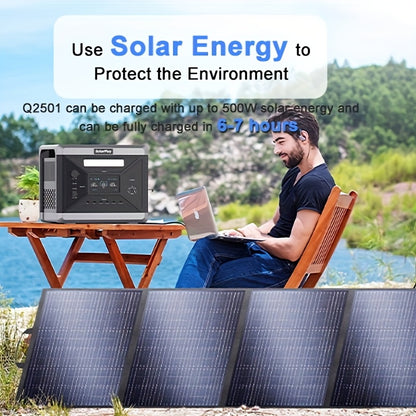 Oplaadstation – Power Station – Draagbare Batterij – Noodstroomvoorziening – Solar Generator – 2400W Hoog Vermogen – 400W Zonnepaneel Inclusief