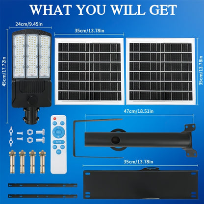 Zonnepaneel Buitenlamp – Solar Tuinverlichting – Bewegingssensor Muurlicht – Solar Floodlight Parkeerplaats – 2 Zonnepanelen – Hoge Lichtopbrengst