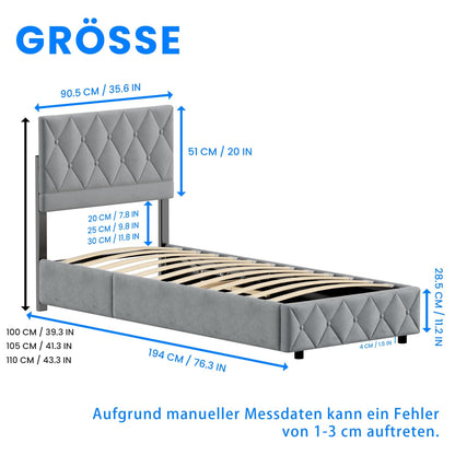 Bedboxspring – Boxspringbed – Opbergbed – Tweepersoonsbed – Slaapbed – 180x200 cm – Hydraulische Opbergruimte – Lichtgrijs Fluwelen Bekleding