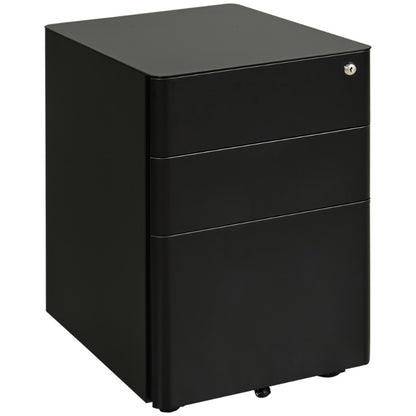 Mobiele Ladekast – Ladekast Op Wieltjes – Kantoor Opslagkast – Opberglade – Ladeblok – Zwart – Compact 39x48x59 cm – Duurzaam Stalen Materiaal