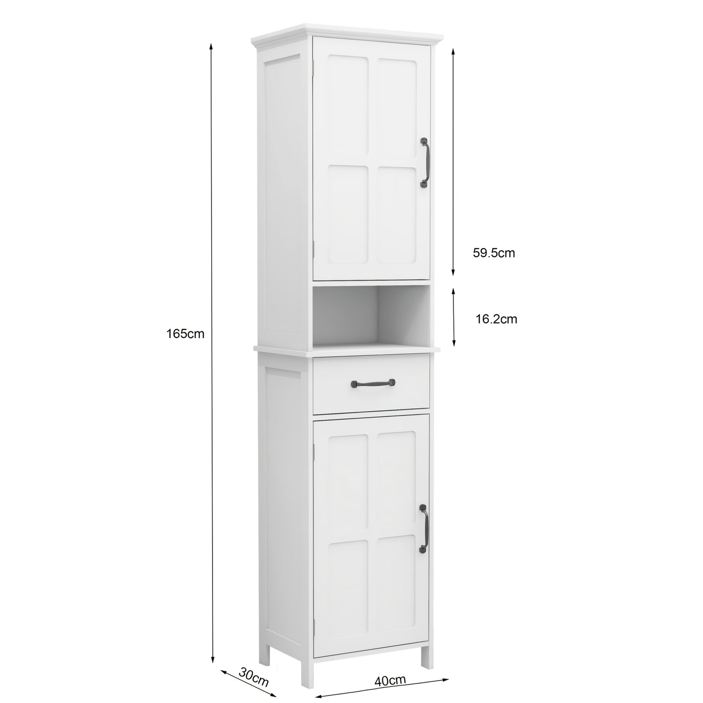 Bathroom cabinet, can be placed in the living room, bedroom and bathroom, 1 open space can store toiletries, 2 large cabinet doors can store more daily necessities, with large capacity drawers and door handles, white