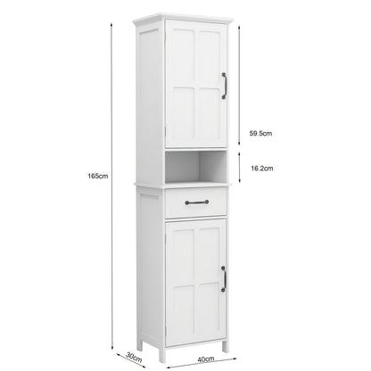 Bathroom cabinet, can be placed in the living room, bedroom and bathroom, 1 open space can store toiletries, 2 large cabinet doors can store more daily necessities, with large capacity drawers and door handles, white
