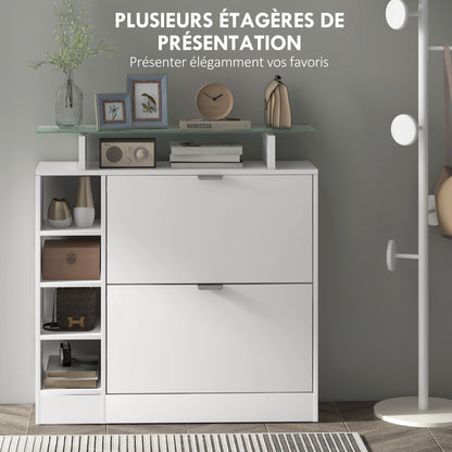 Schoenenkast – Schoenenrek – Schoenenopberger – Schoenenbank – Halmeubel – 12 Paar Capaciteit – Anti-Kantel Ontwerp – Melamine Spaanplaat Wit
