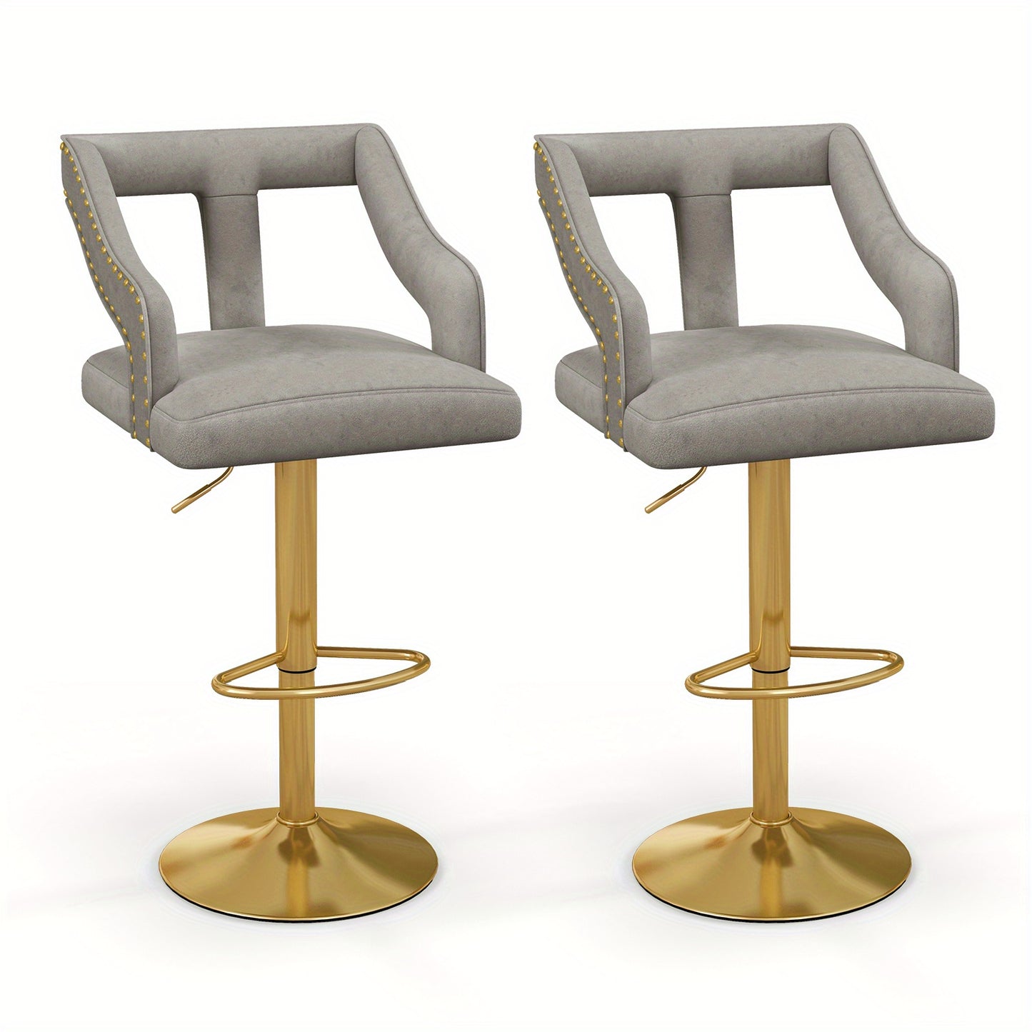 Barstoel – Barkruk – Barstoel Kruk – Keukenstoel – Barstoelen Met Verstelbare Hoogte – 360° Draaibaar – Fluwelen Bekleding – Met Voetensteun