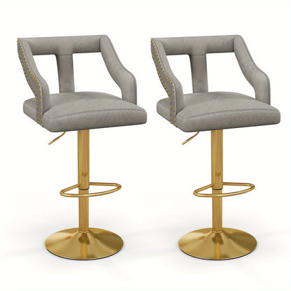 Barstoel – Barkruk – Barstoel Kruk – Keukenstoel – Barstoelen Met Verstelbare Hoogte – 360° Draaibaar – Fluwelen Bekleding – Met Voetensteun