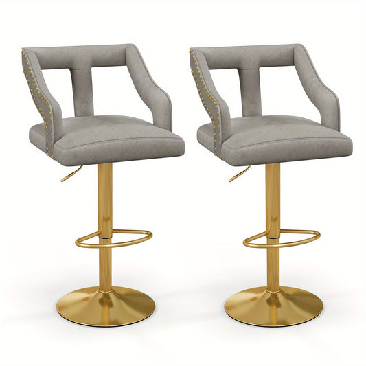 Barstoel – Barkruk – Barstoel Kruk – Keukenstoel – Barstoelen Met Verstelbare Hoogte – 360° Draaibaar – Fluwelen Bekleding – Met Voetensteun
