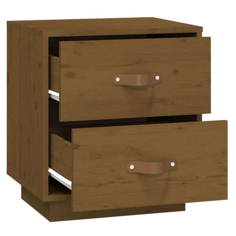 Bedside tables 2 st 40x34x45cm Solid grenenwood honingbruin Removable, suitable for indoor use and suitable for all seasons
