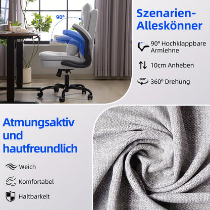 Bureaustoel – Ergonomische Stoel – Kantoorstoel – Draaistoel – Executive Chair – Verstelbare Hoogte – Opklapbare Armleuningen – Dubbel Gevoerde Rugleuning – Belastbaar Tot 150kg – Zwart