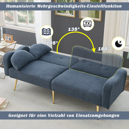 Slaapbank – Sofa Bed – Bedbank – Logeerbed – Zetelbed – 2-Persoons – Verstelbare Rugleuning – Met Gouden Metalen Poten