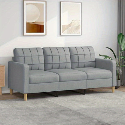 3-zits bank – Sofa – 3-zitsbank – Bedbank – Loungebank – Lichtgrijs – Compact 180 cm – Traagschuim Vulling – Stevig Hardhouten Frame