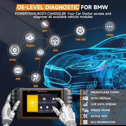 OBD2 Scanner – Autodiagnose Apparaat – Foutcode Lezer – Auto Scanner – Diagnosetool – 4-Systeem Diagnose ABS, Motor, Airbag, Transmissie – 6,2 Inch Kleurenscherm, 7 Onderhoudsfuncties