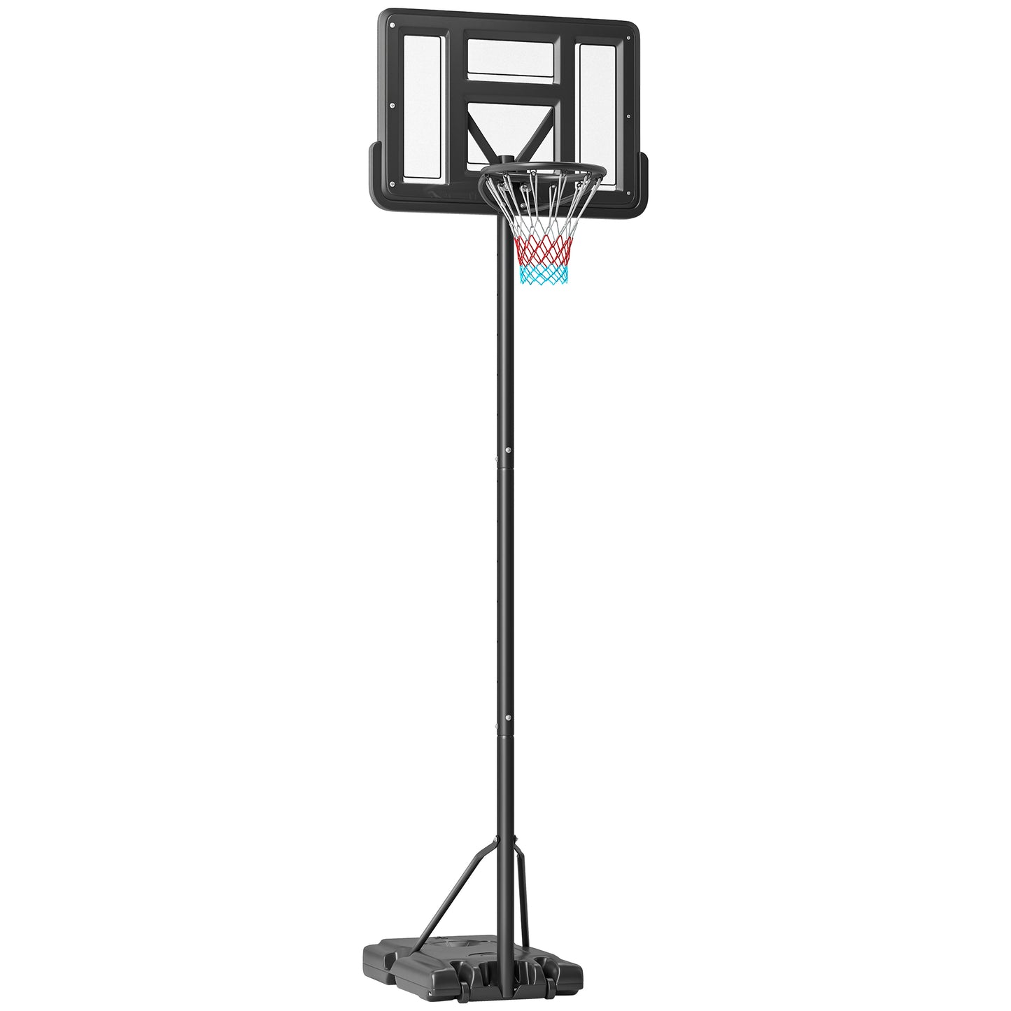 Basketbalbord – Basketbalstandaard – Basketbalring – Basketbalsysteem – Verstelbare Hoogte 230-305 cm – Met Wielen en Vulbare Voet – Weerbestendig Stalen Frame