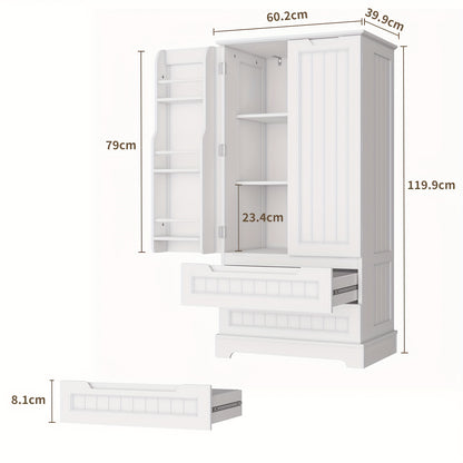 Keukenkast – Opbergkast – Buffetkast – Onderkast – Keukenmeubel – Grote Inhoud 3,2+ ft³ – MDF Hoogte 68 cm Wit