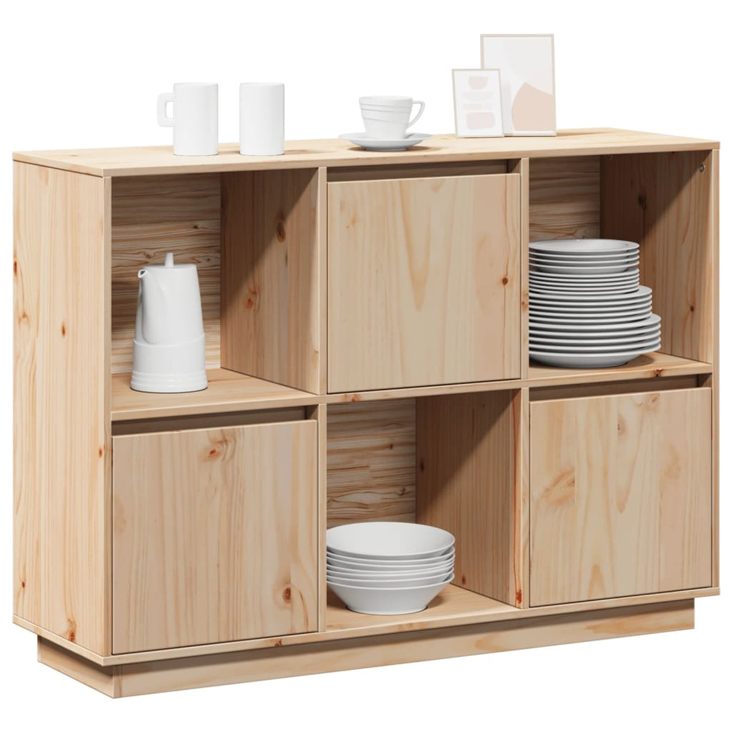 Dressoir – Sideboard – Opbergkast – Ladekast – Opbergmeubel – Massief Grenenhout – Inclusief Opbergboxen 110,5x35x80 cm