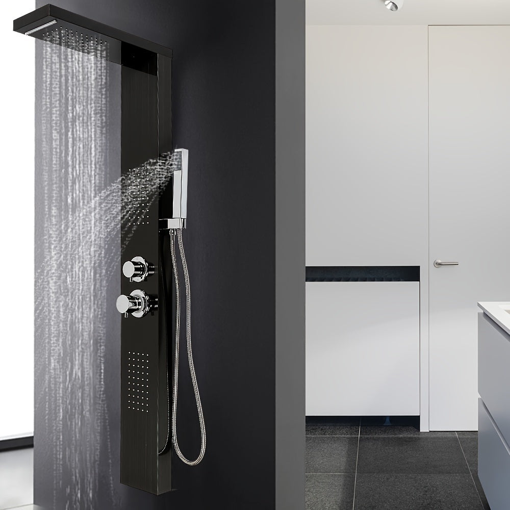 Douchewand RVS – Douchepaneel – Douchewand Glas – Douchecabine – Douchedeur – 130 cm Hoog – Waterbesparende 4-in-1 Douchekop – Afneembare Handdouche