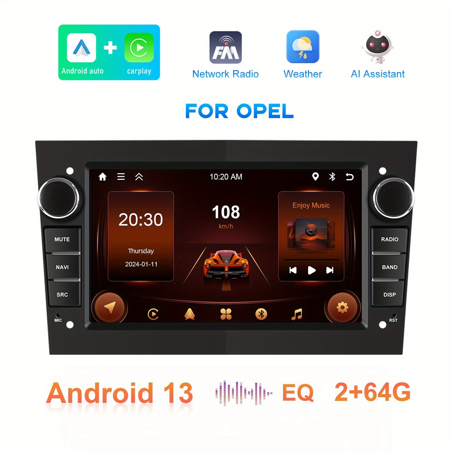 7-inch Autoradio – Touchscreen Radio – Multimedia Systeem – Navigatie Systeem – Android Auto Radio – Android 13 – Wireless CarPlay & AHD Achteruitrijcamera