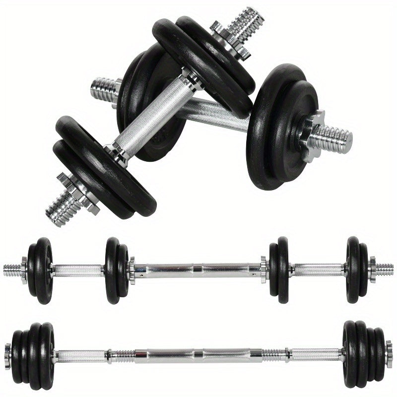 Adjustable Dumbbell Set – Verstelbare Halterset – Dumbbells – Barbell – Gewichtenset – 20kg Zwaar – Roestvrijstalen Stang – Anti-Slip – Duurzaam Gietijzer – Voor Thuis Fitness