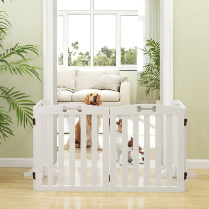 hondenhek – hondenbarrière – dierenhek – veiligheidshek – vrijstaand – MDF – afneembare steunpoten – 207,5 x 30 x 61 cm – wit