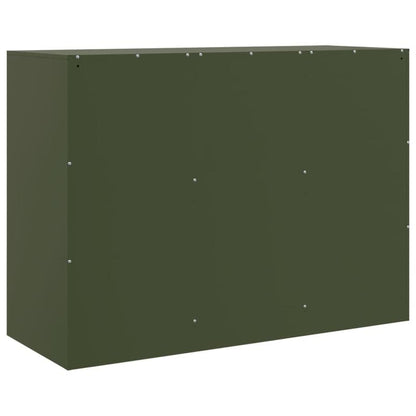 Simple Sideboard, Spacious Storage Cabinet with Display Shelf, Suitable for Kitchen, Living Room, Stylish Furniture, Offers Additional Storage Space and Home Decor, Ensures Safety. Dressoir 99x39x73 cm Steel Olive Green