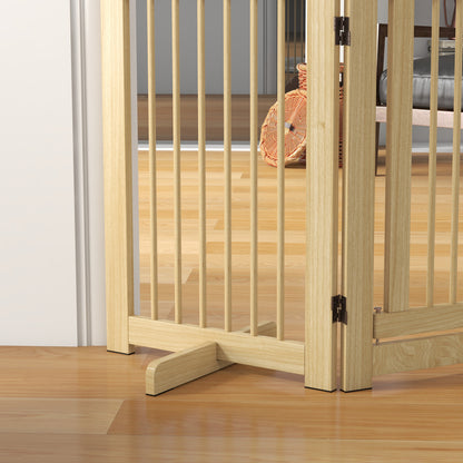 Houten Hondenren – Hondenhek – Hondenplaat – Huisdierenren – Speelren – Natuurlijk Massief Dennenhout – Flexibel 4 Panelen 204x36x75 cm