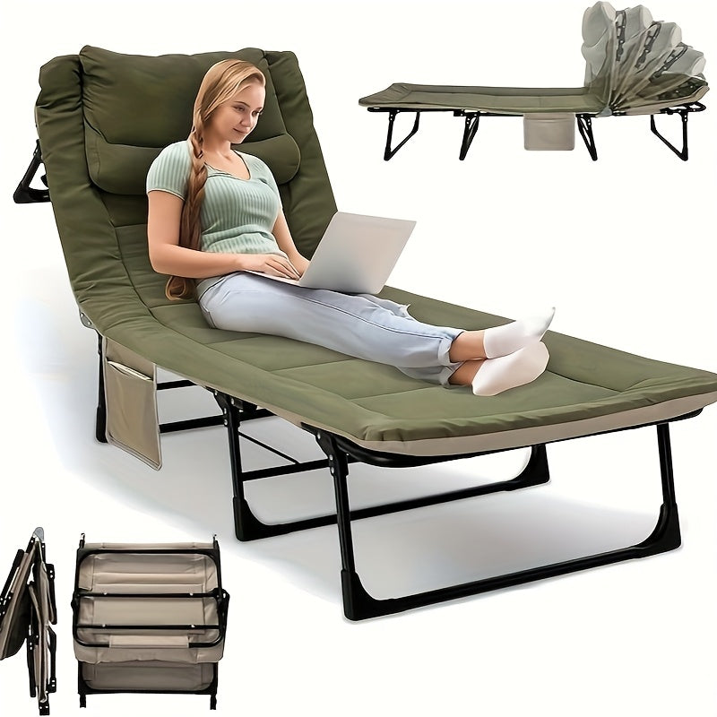 Ligstoel – Tuinstoel – Strandstoel – Zonnebed – Chaise Longue – 6 Verstelbare Standen – Belastbaar Tot 180 kg – Inklapbaar – Groen – 190x68 cm