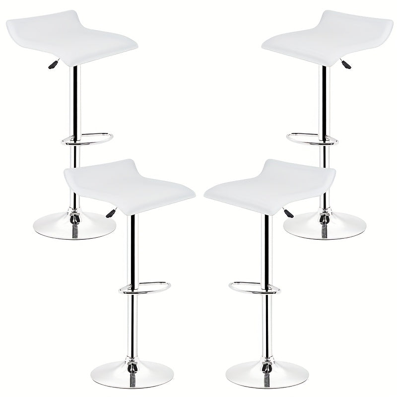 4pcs White Commercial Bar Stools | Heavy-Duty Vegan Faux Leather Seating For Restaurants & Cafes, Adjustable Height Counter Stools (Easy-Clean & Bistro Style)