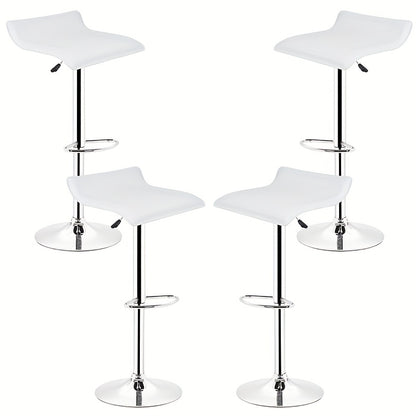 Barstoel – Barkruk – Barkrukken – Barstoelenset – Bistrostoel – Set Van 4 – Verstelbare Zithoogte – Vegan Kunstleer Wit