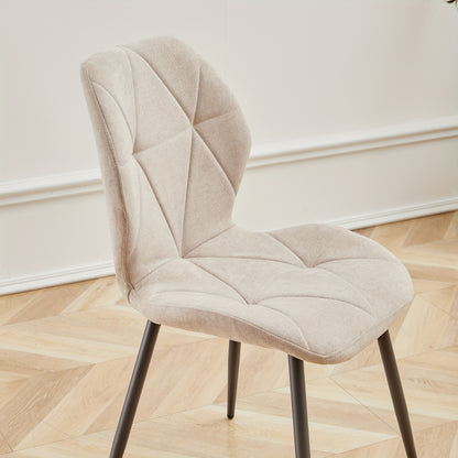 Eetkamerstoelen – Stoelen – Diningsstoelen – Keukenstoelen – Zithoekstoelen – Set van 4 Mid-Century Modern – Ergonomisch Zonder Armleuning – Linnen Bekleding Met Metalen Poten