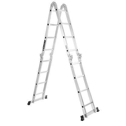 Aluminium Ladder – Telescopische Ladder – Vouwladder – Schuifladder – Reformladder – Multifunctioneel 4x4 Treden – Max Werkhoogte 445 cm – Max Belastbaarheid 150 kg