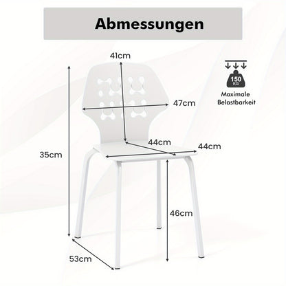 Eetkamerstoelen Set 4 – Keukenstoelen – Stoelen Zonder Armleuning – Metaal Stoelen – Moderne Stoelen – Ergonomische Rugleuning – Stevig Metalen Frame
