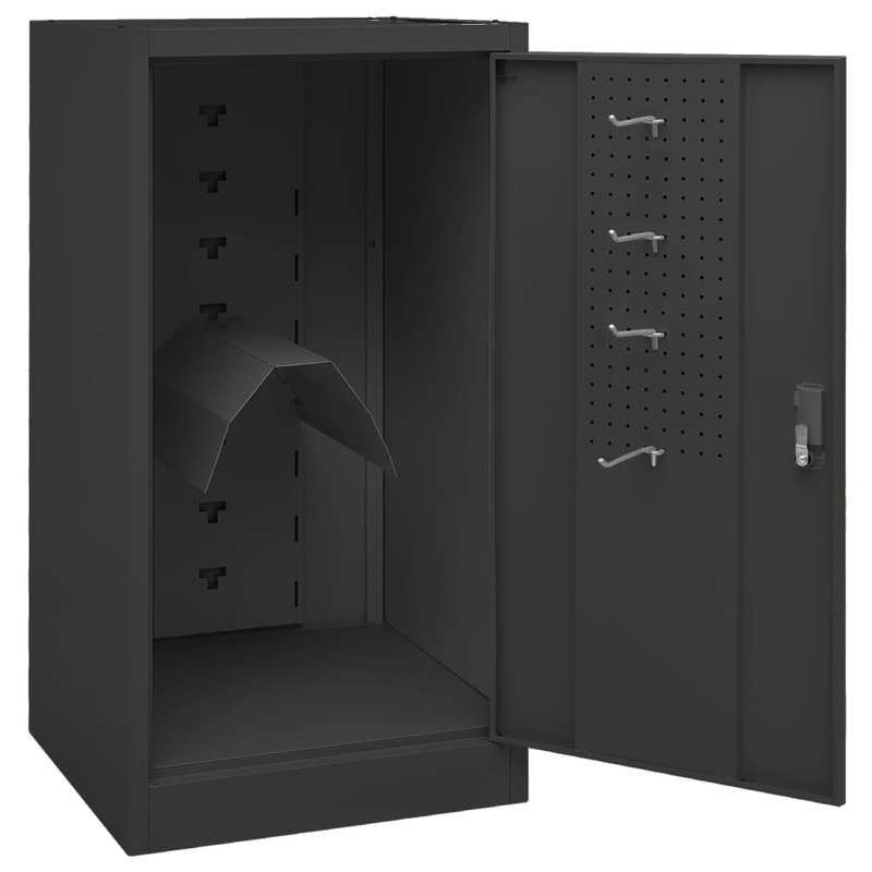 Stalen Opslagkast – Metaalkast – Werkplaatskast – Lockerkast – Opbergkast – Vergrendelbare Deur – Verstelbare Haken – Stevig Anthraciet 53x53x105 cm