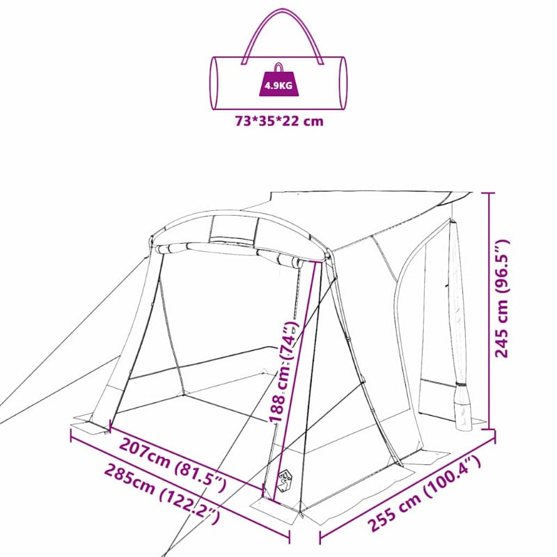 Tent – Kampeertent – Buitentent – Festivaltent – Vissertent – Polyester Waterafstotend – Geventileerd 285x255x245 cm – Blauw Zwart