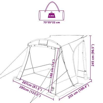 Tent – Kampeertent – Buitentent – Festivaltent – Vissertent – Polyester Waterafstotend – Geventileerd 285x255x245 cm – Blauw Zwart