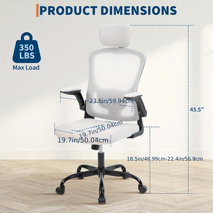 Ergonomische Bureaustoel – Kantoorstoel – Computastoel – Gamestoel – Werkstoel – Verstelbare Hoofdsteun & Armleuningen – Ademend Mesh & 360° Draaibaar