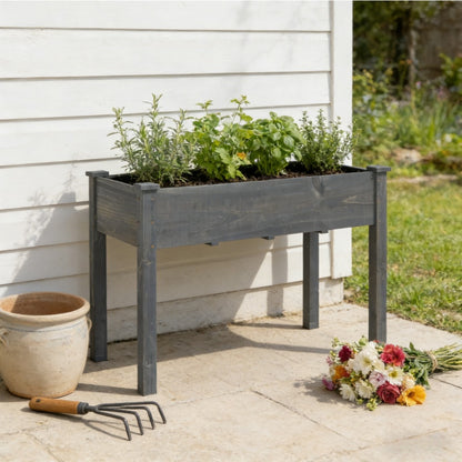 118x59x76 cm Solid Wood Gray Plant Pot | Removable, Temporary, Large Capacity with Drainage Holes, Suitable for Indoor and Outdoor Use