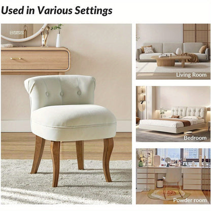 Make-up krukje – make-up stoel – schminkkruk – poef – kaptafel kruk – fluweel bekleed – memory foam zitting – stevige houten poten – comfortabel zitcomfort – eenvoudig te monteren