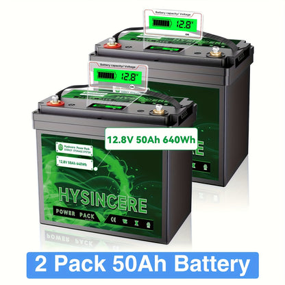 12,8V LiFePO4 Accu – Lithium Accu – Camper Accu – Noodaccu – Solar Accu – 2-Pack 50Ah – 50A BMS Bescherming – Meer Dan 3000 Levenscycli