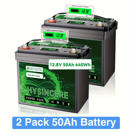 12,8V LiFePO4 Accu – Lithium Accu – Camper Accu – Noodaccu – Solar Accu – 2-Pack 50Ah – 50A BMS Bescherming – Meer Dan 3000 Levenscycli