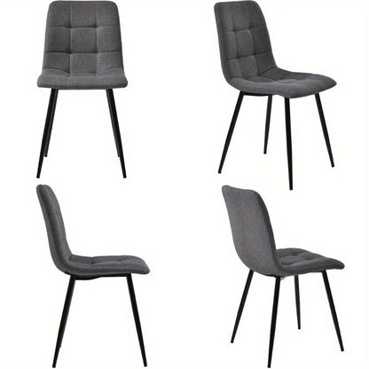Eetkamerset – Eettafel Set – Keukentafel Met Stoelen – Diningset – Tafel Met Stoelen – 120x70 cm Matzwart Metaal – Donkergrijze Linnen Bekleding