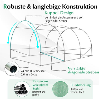 Kassen – Tuinkas – Groentetuin Kas – Serre – Plantentunnel – 4x3x2m – Metalen Frame & 6 Inklapbare Ramen