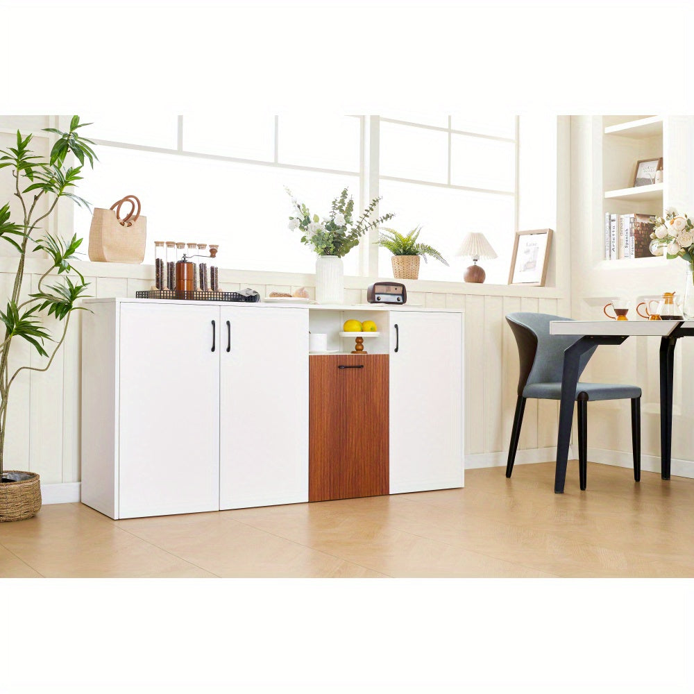 Opbergkast – Kast – Buffetkast – Woonkamermeubel – Servieskast – Wit – 160x40x80 cm – Verstelbare Planken