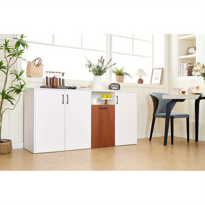 Opbergkast – Kast – Buffetkast – Woonkamermeubel – Servieskast – Wit – 160x40x80 cm – Verstelbare Planken
