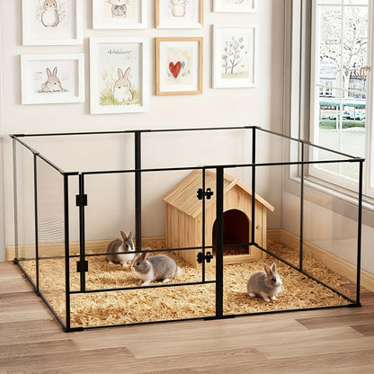 Hondenren – Puppyren – Hondenbench – Dierenren – Konijnenren – Acryl – 122x122x61 cm – Opvouwbaar – Met Deur